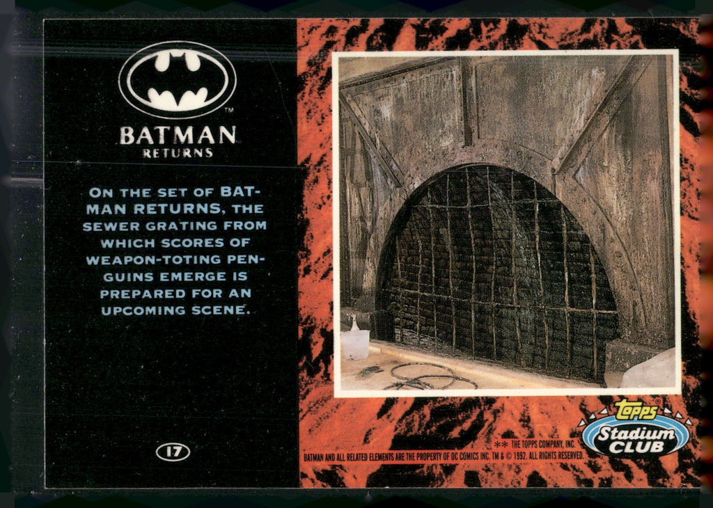 1992 Stadium Club Batman Returns #17 On the set of Batman Returns, the sewer