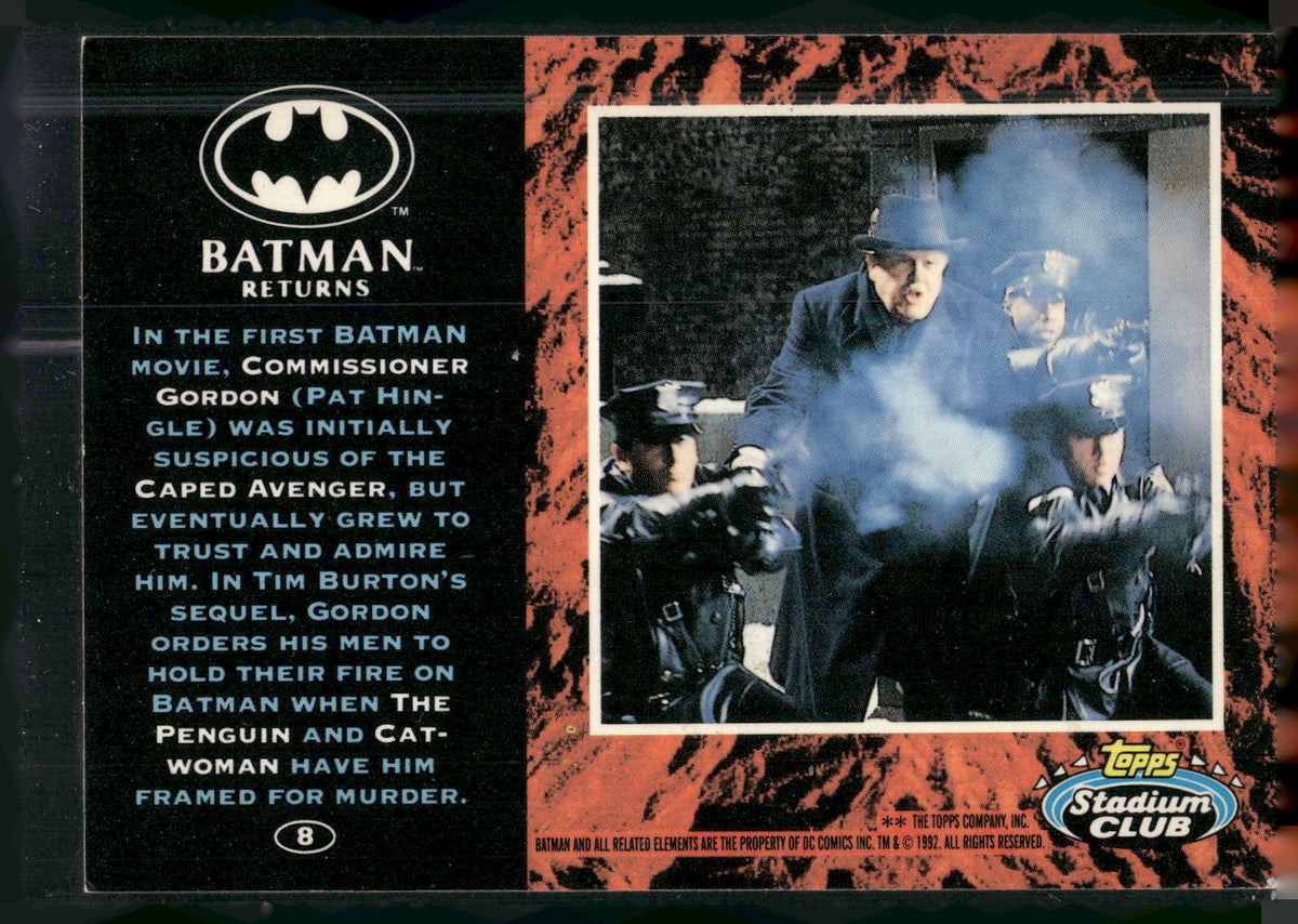1992 Stadium Club Batman Returns #8 first Batman movie, Commissioner Gordon