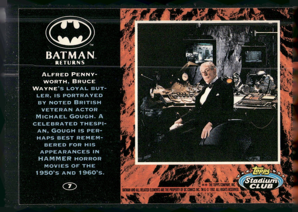 1992 Stadium Club Batman Returns #7 Alfred Pennyworth Bruce Wayne's loyal butler