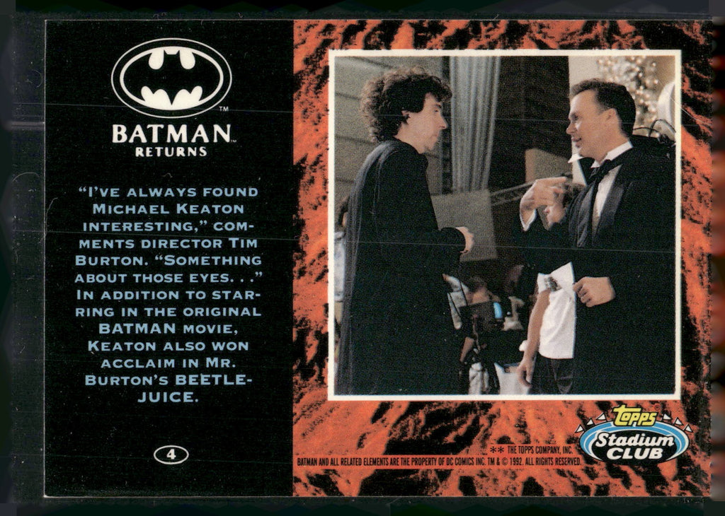 1992 Stadium Club Batman Returns #4 "I've always found Michael Keaton