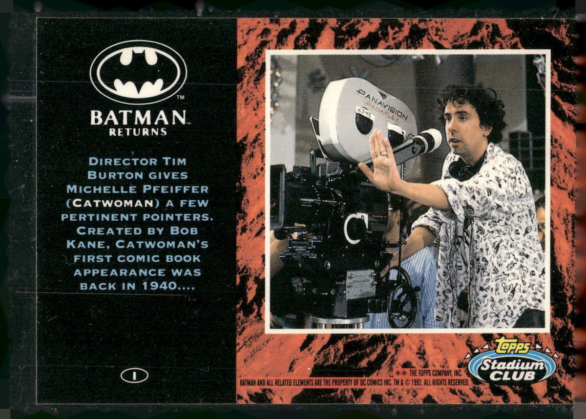 1992 Stadium Club Batman Returns #1 Director Tim Burton gives Michelle Pfeiffer