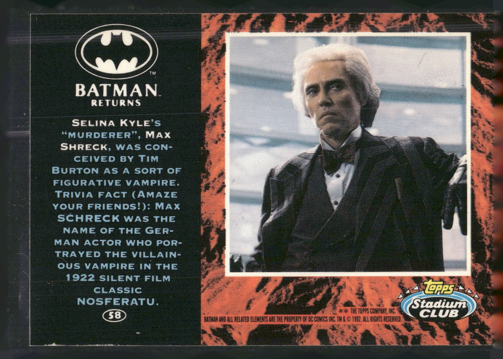 1992 Stadium Club Batman Returns #58 Selina Kyle's "murderer", Catwomen