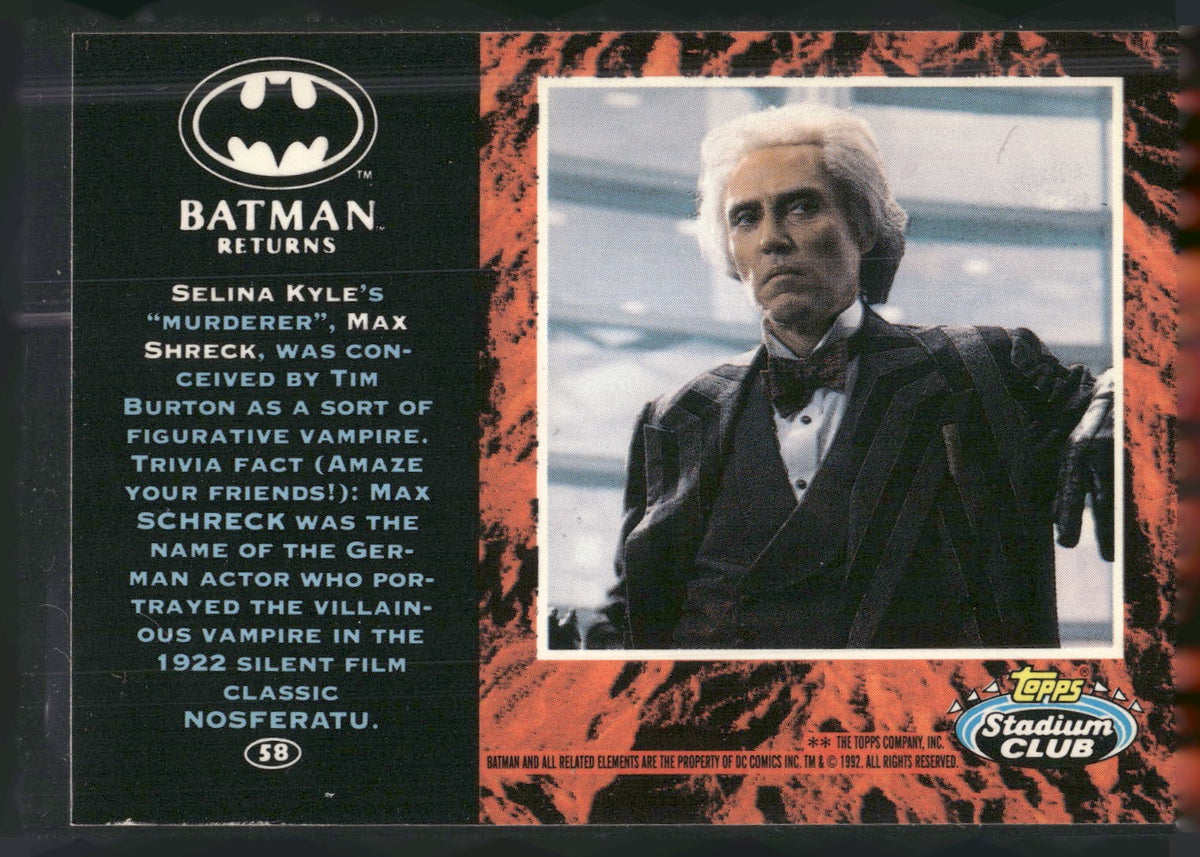 1992 Stadium Club Batman Returns #58 Selina Kyle's "murderer", Catwomen