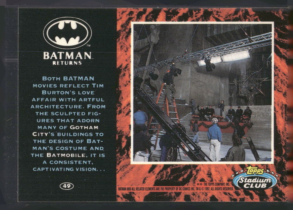1992 Stadium Club Batman Returns #49 Both Batman movies reflect Tim Burton's