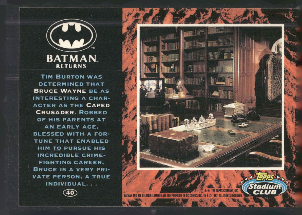 1992 Stadium Club Batman Returns #40 Tim Burton was determined that Bruce Wayne