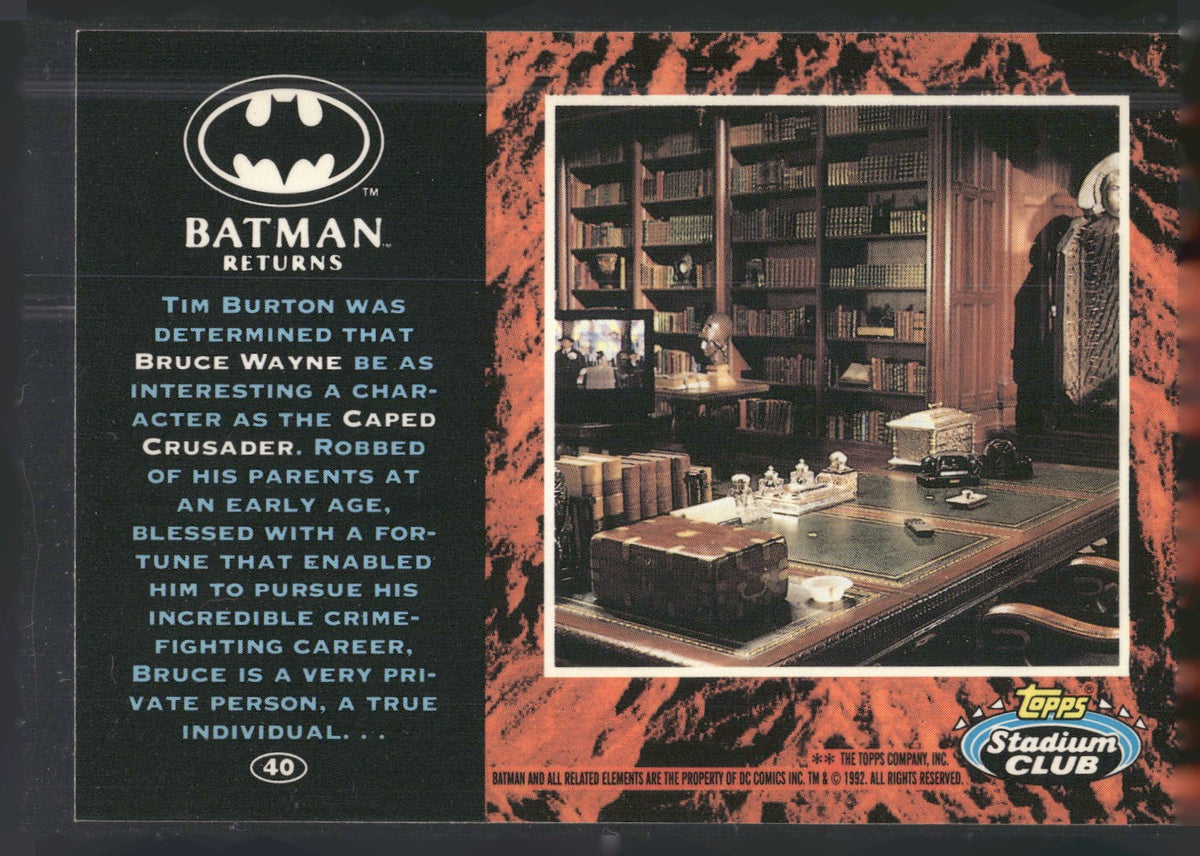 1992 Stadium Club Batman Returns #40 Tim Burton was determined that Bruce Wayne
