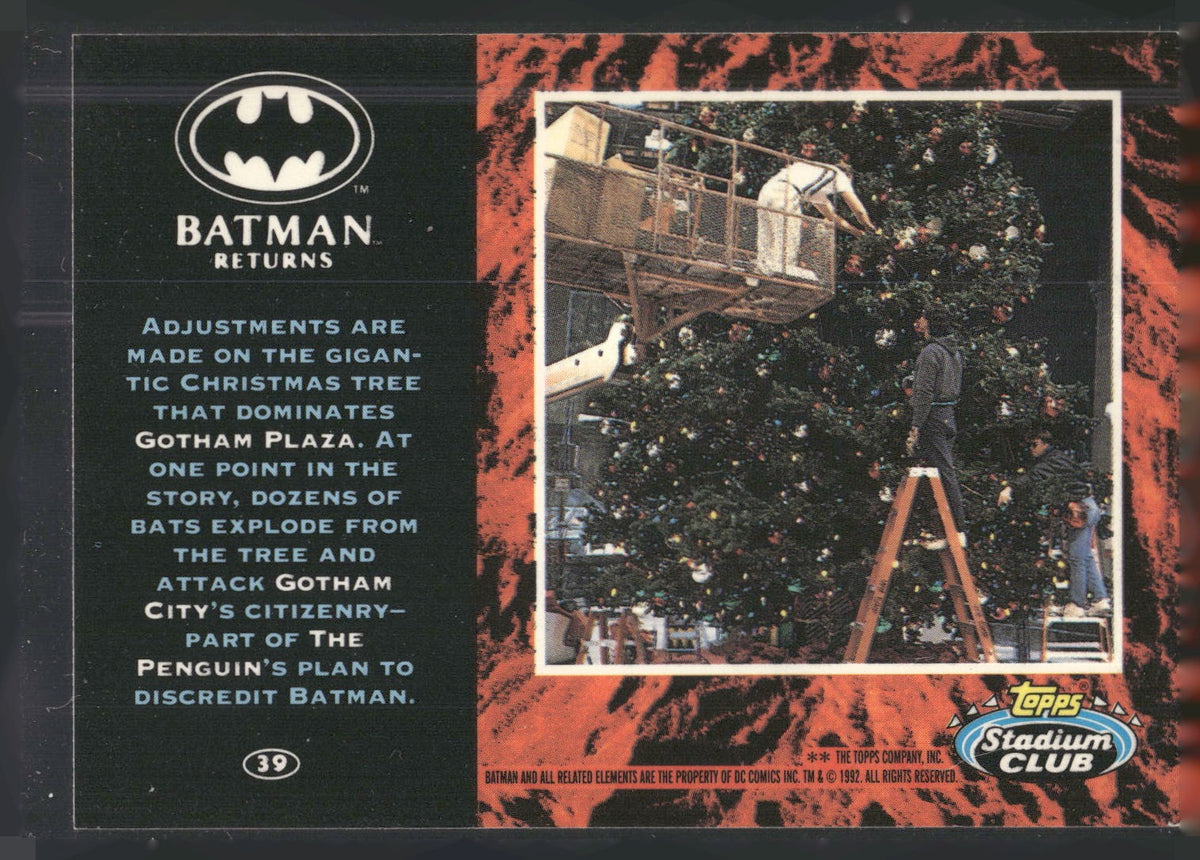 1992 Stadium Club Batman Returns #39 Adjustments are made on the gigantic Christ