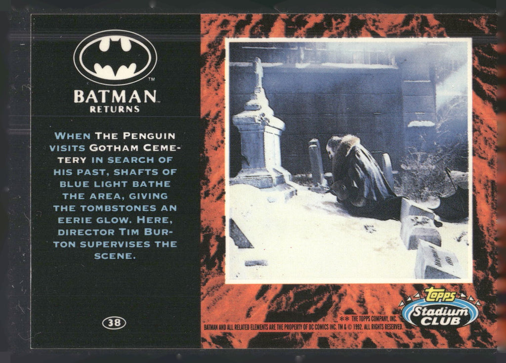 1992 Stadium Club Batman Returns #38 When The Penguin visits Gotham Cemetery in
