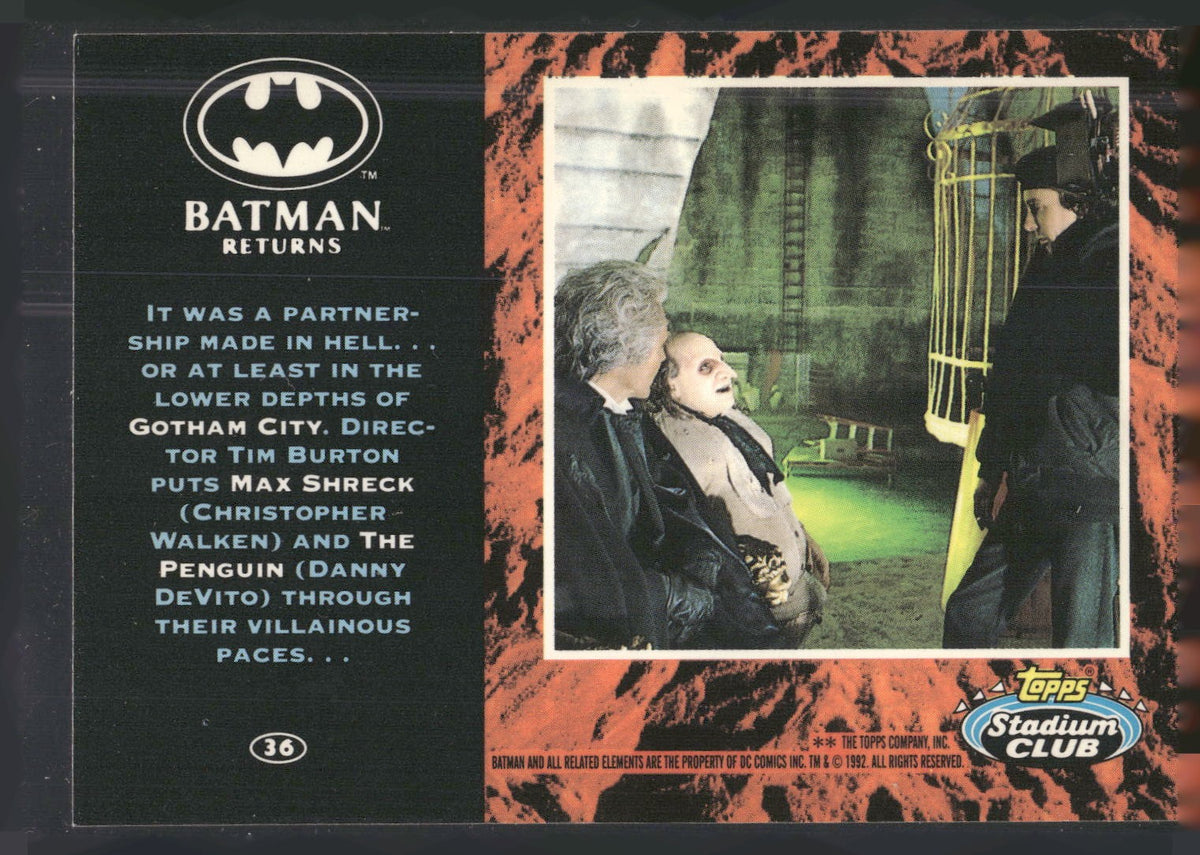 1992 Stadium Club Batman Returns #36 It was a partnership made in hell... or at