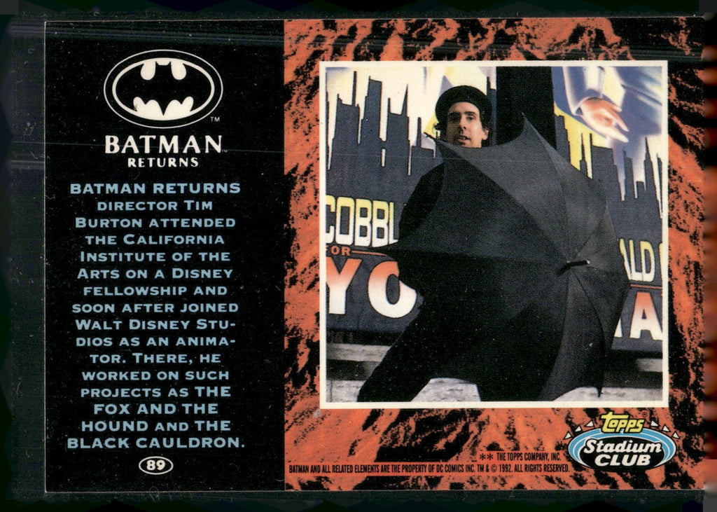 1992 Stadium Club Batman Returns #89 Batman Returns director Tim Burton attended
