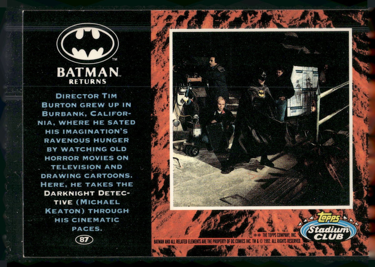 1992 Stadium Club Batman Returns #87 Director Tim Burton grew up in Burbank, Cal