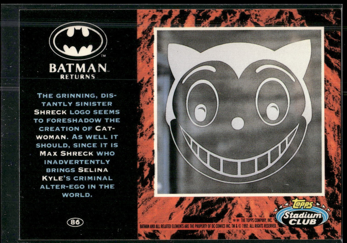 1992 Stadium Club Batman Returns #86 The grinning, distantly sinister Shreck log