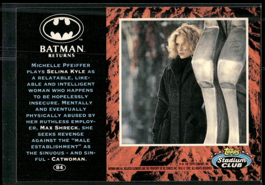 1992 Stadium Club Batman Returns #84 Michelle Pfeiffer plays Selina Kyle as a re