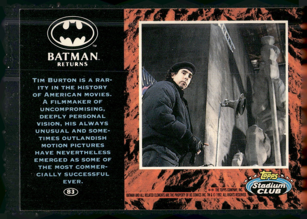 1992 Stadium Club Batman Returns #83 Tim Burton is a rarity in the history of Am