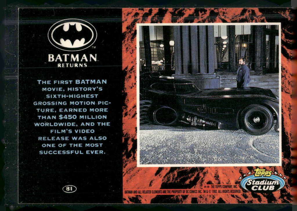 1992 Stadium Club Batman Returns #81 The first Batman movie, history's sixth
