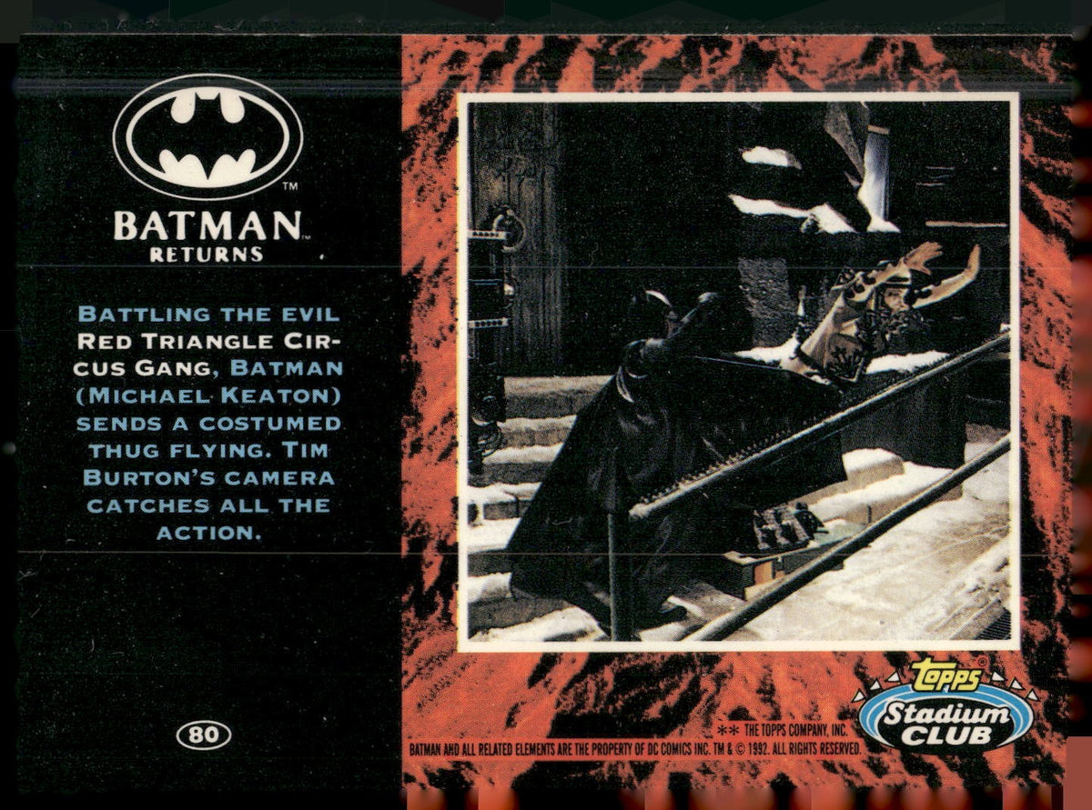 1992 Stadium Club Batman Returns #80 Battling the evil Red Triangle Circus Gang,