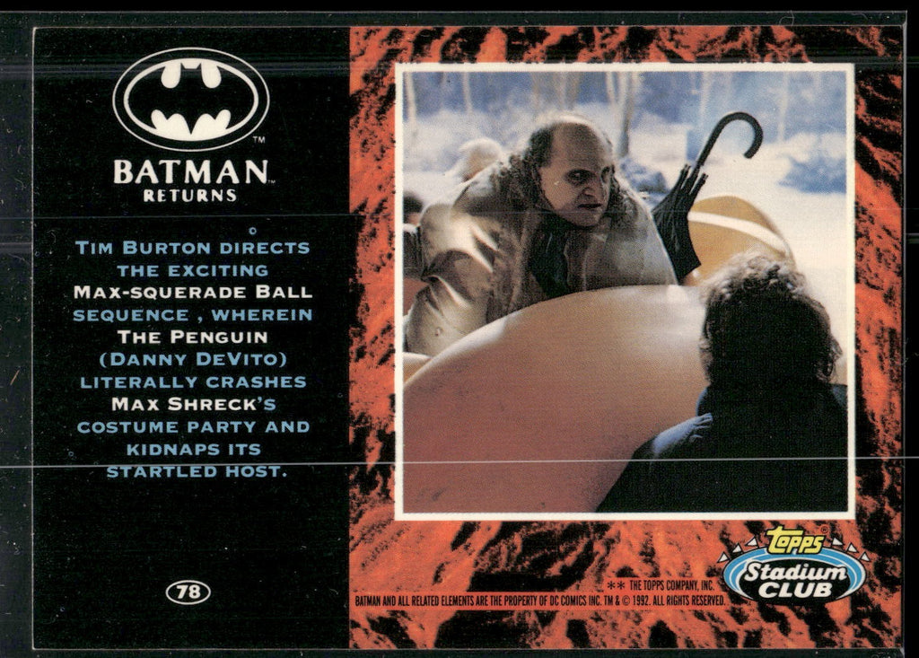 1992 Stadium Club Batman Returns #78 Tim Burton directs the exciting Max-squerad
