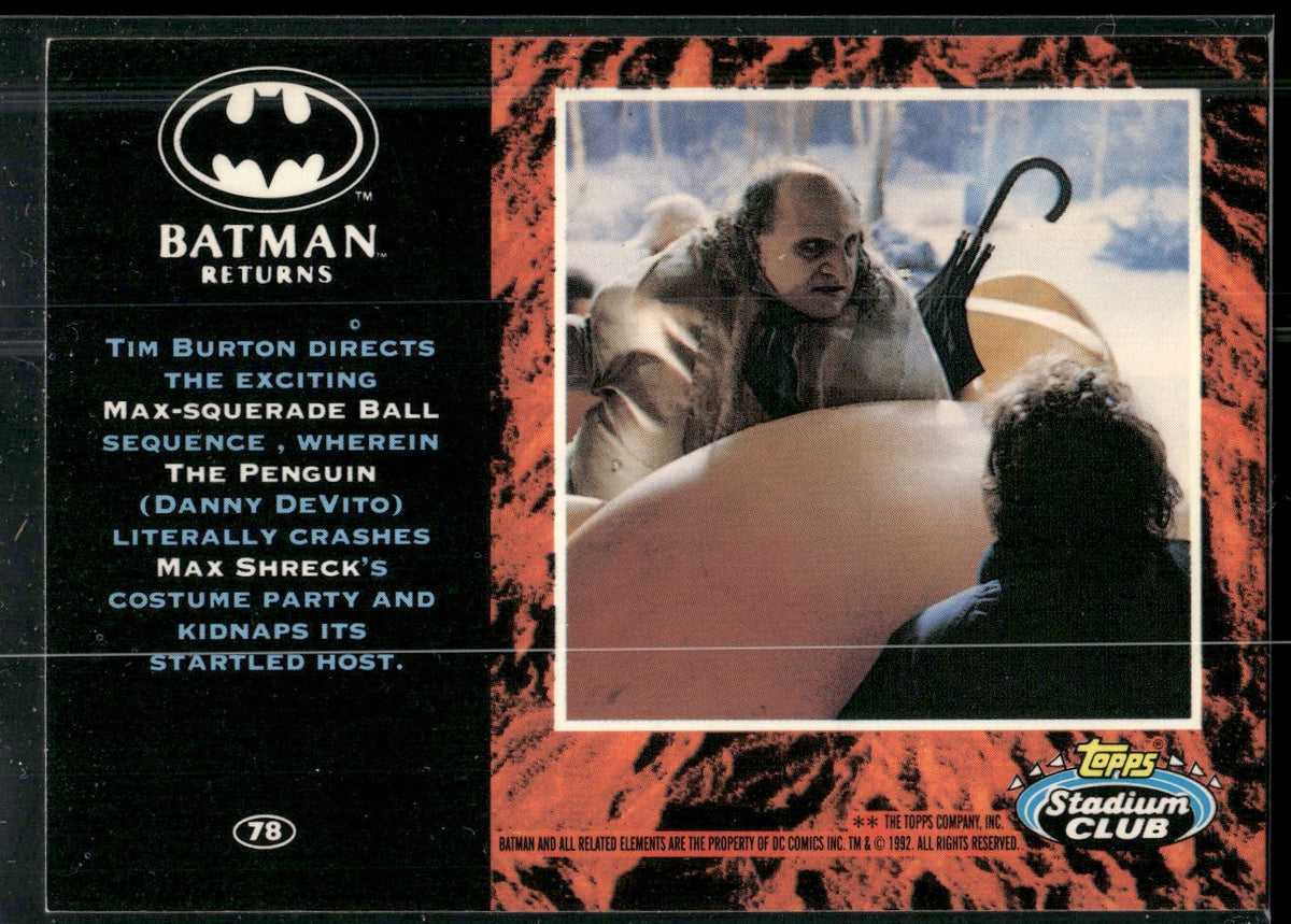 1992 Stadium Club Batman Returns #78 Tim Burton directs the exciting Max-squerad