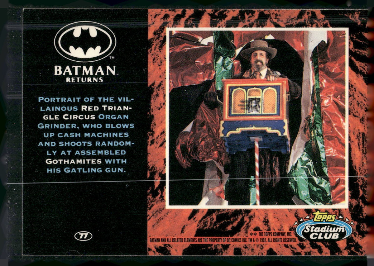 1992 Stadium Club Batman Returns #77 Portrait of the villainous Red Triangle