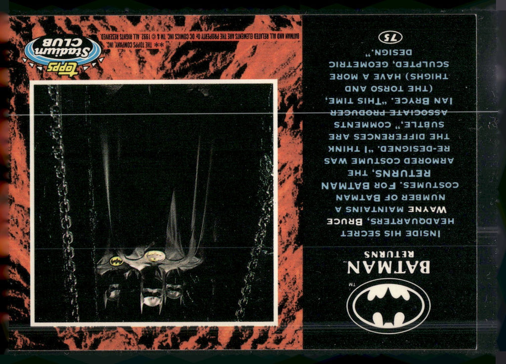 1992 Stadium Club Batman Returns #75 Inside his secret headquarters Bruce Wayne