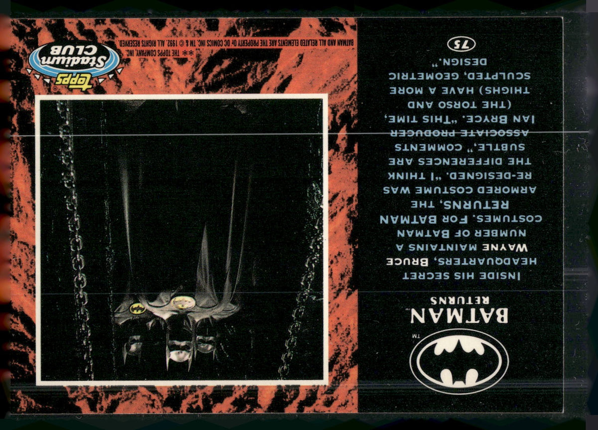 1992 Stadium Club Batman Returns #75 Inside his secret headquarters Bruce Wayne