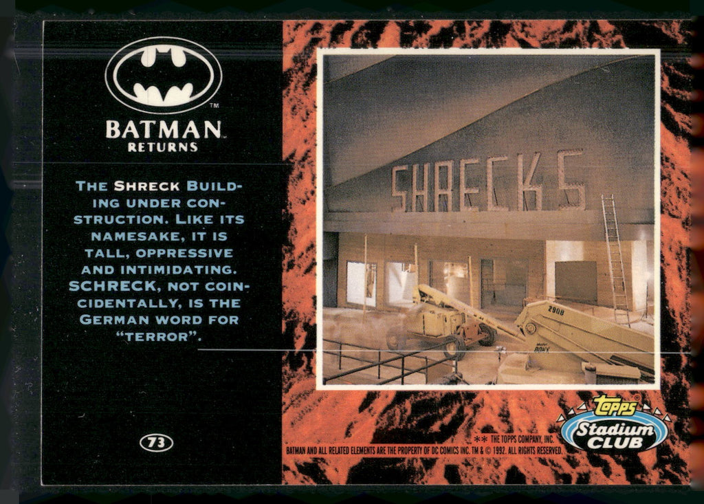 1992 Stadium Club Batman Returns #73 The Shreck Building under construction