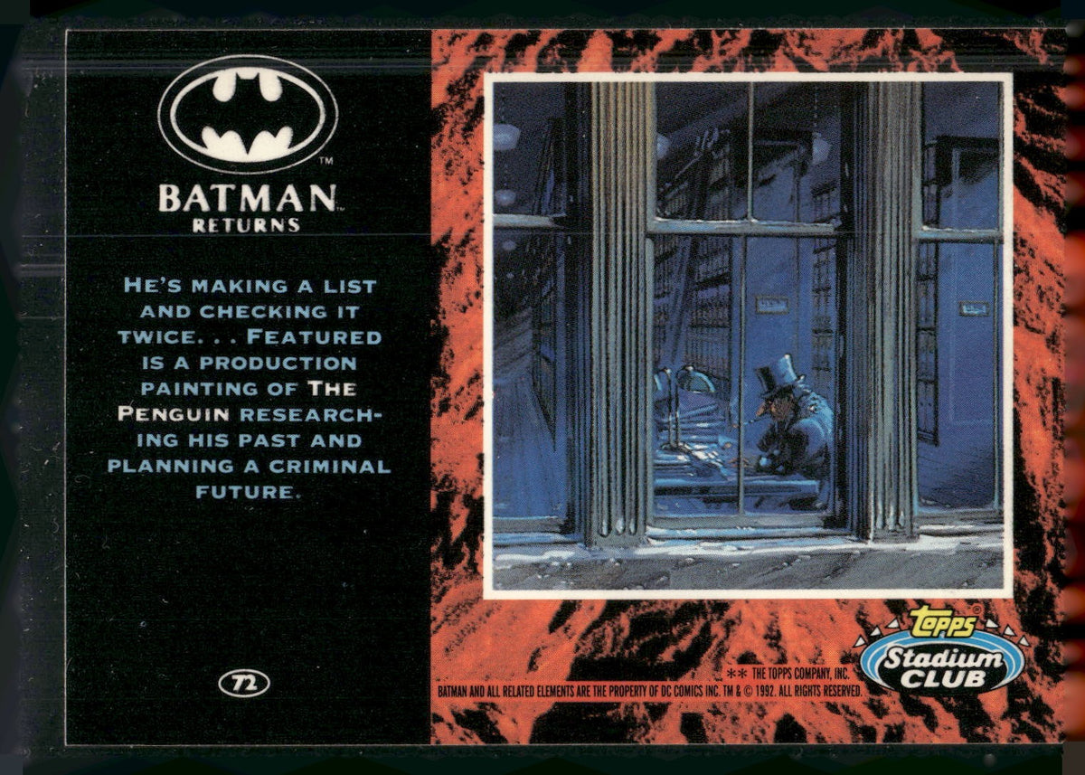 1992 Stadium Club Batman Returns #72 He's making a list and checking it twice...