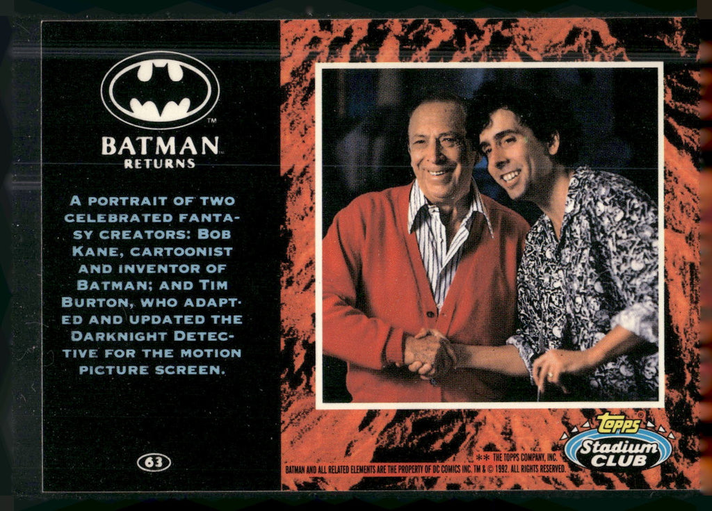 1992 Stadium Club Batman Returns #63 A portrait  two celebrated fantasy creators