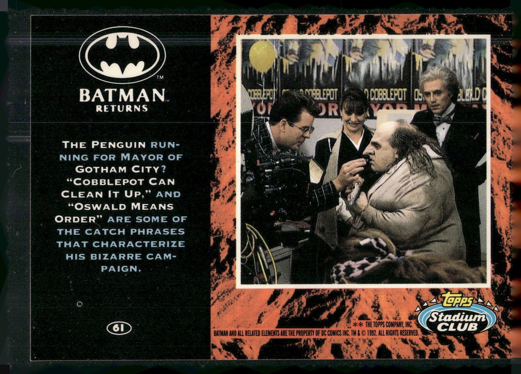 1992 Stadium Club Batman Returns #61 The Penguin running Mayor of Gotham City