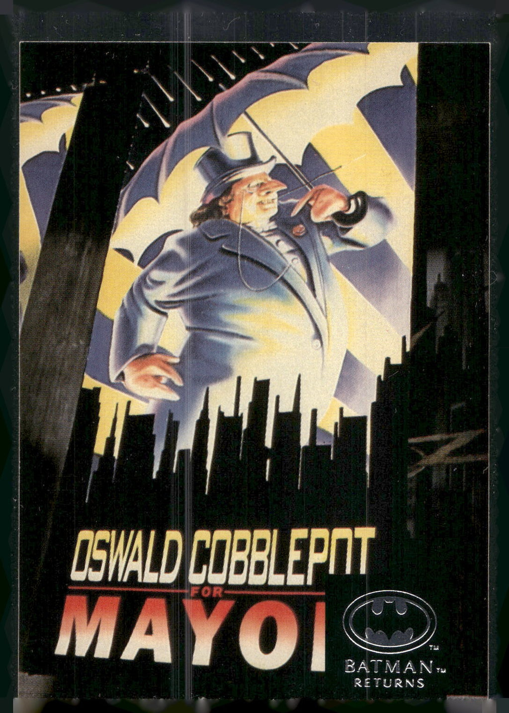 1992 Stadium Club Batman Returns #61 The Penguin running Mayor of Gotham City