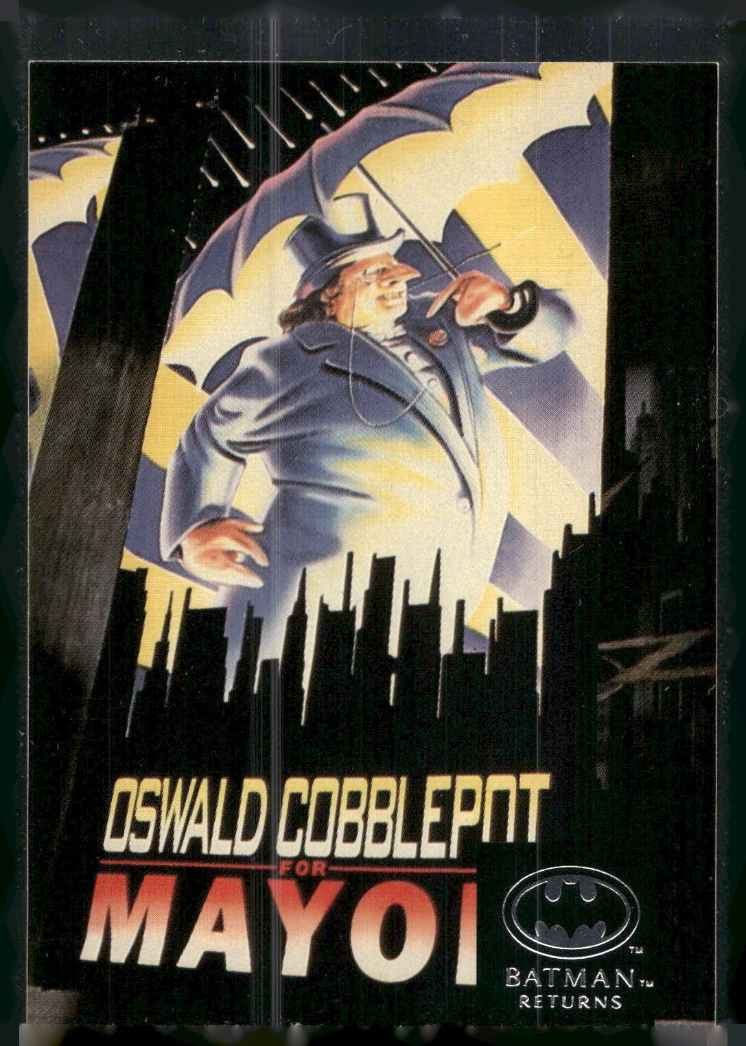 1992 Stadium Club Batman Returns #61 The Penguin running Mayor of Gotham City