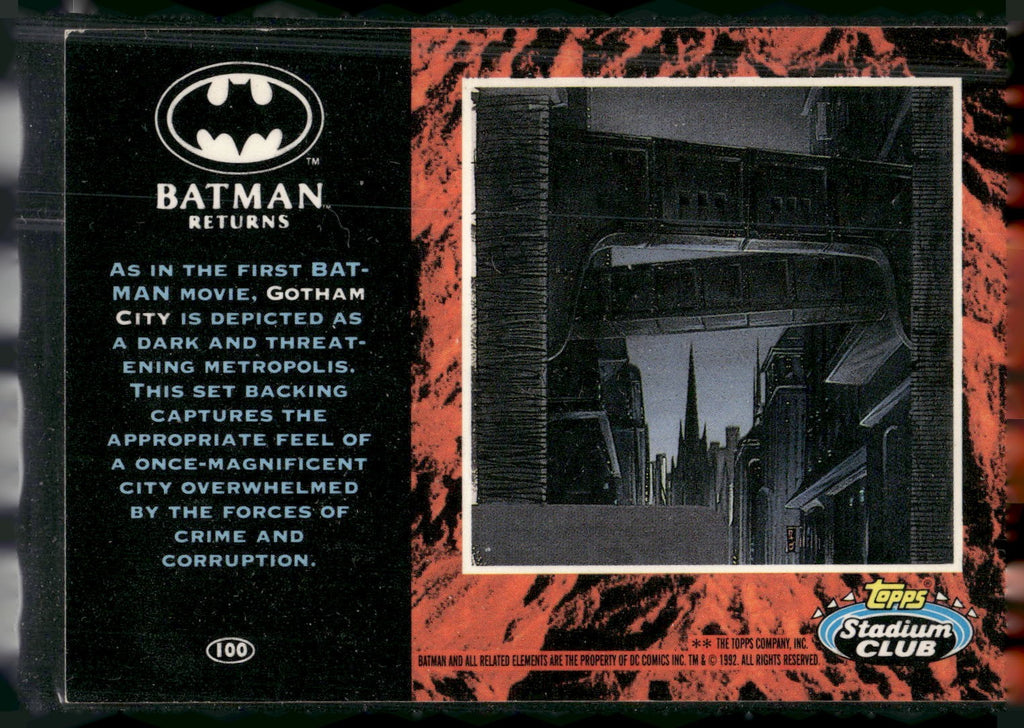 1992 Stadium Club Batman Returns #100 As in the first Batman movie, Gotham City