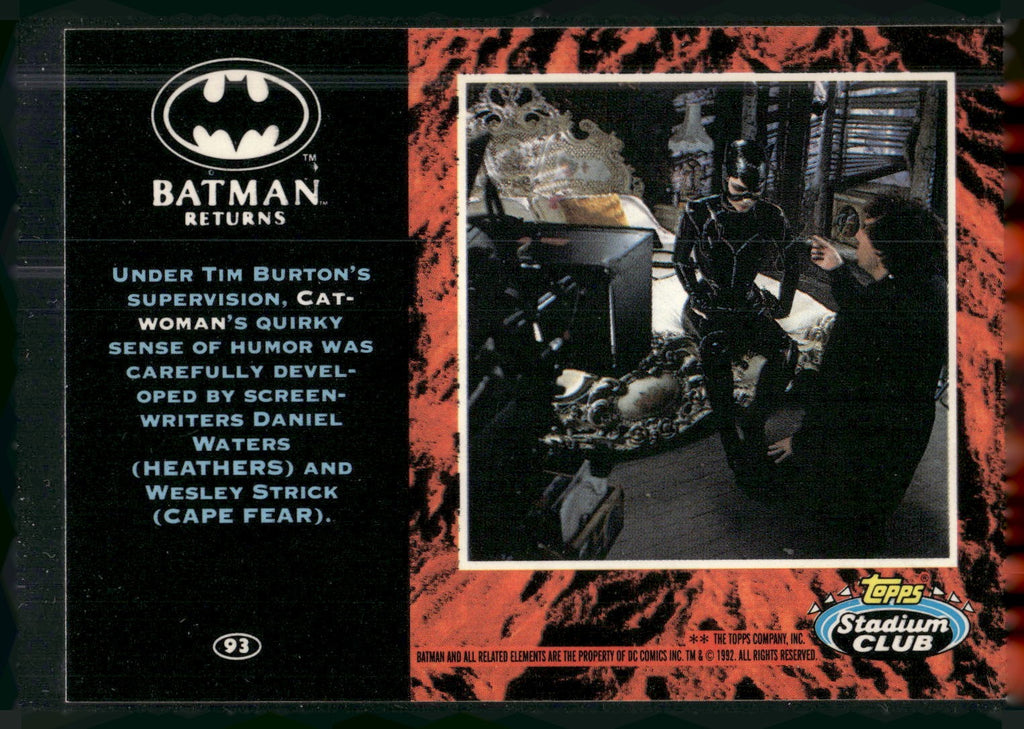 1992 Stadium Club Batman Returns #93 Under Tim Burton's supervision, Catwoman's