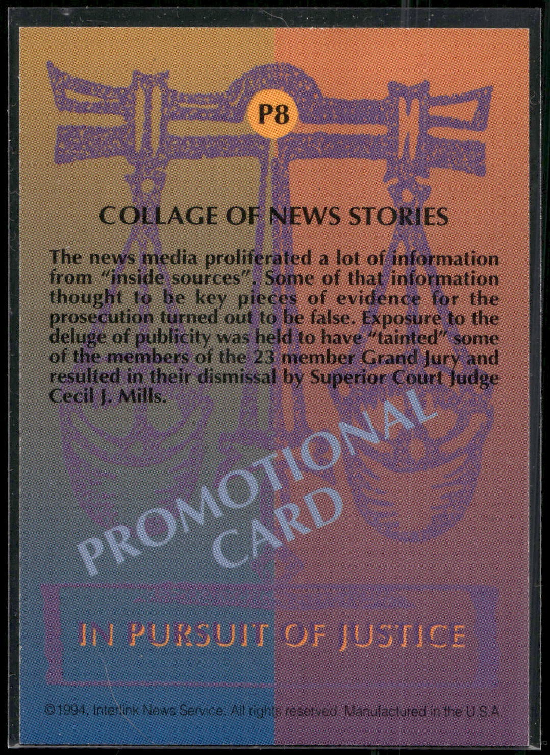 1994 In Pursuit of Justice: The Simpson Case #P8 Newspaper Stories Promo