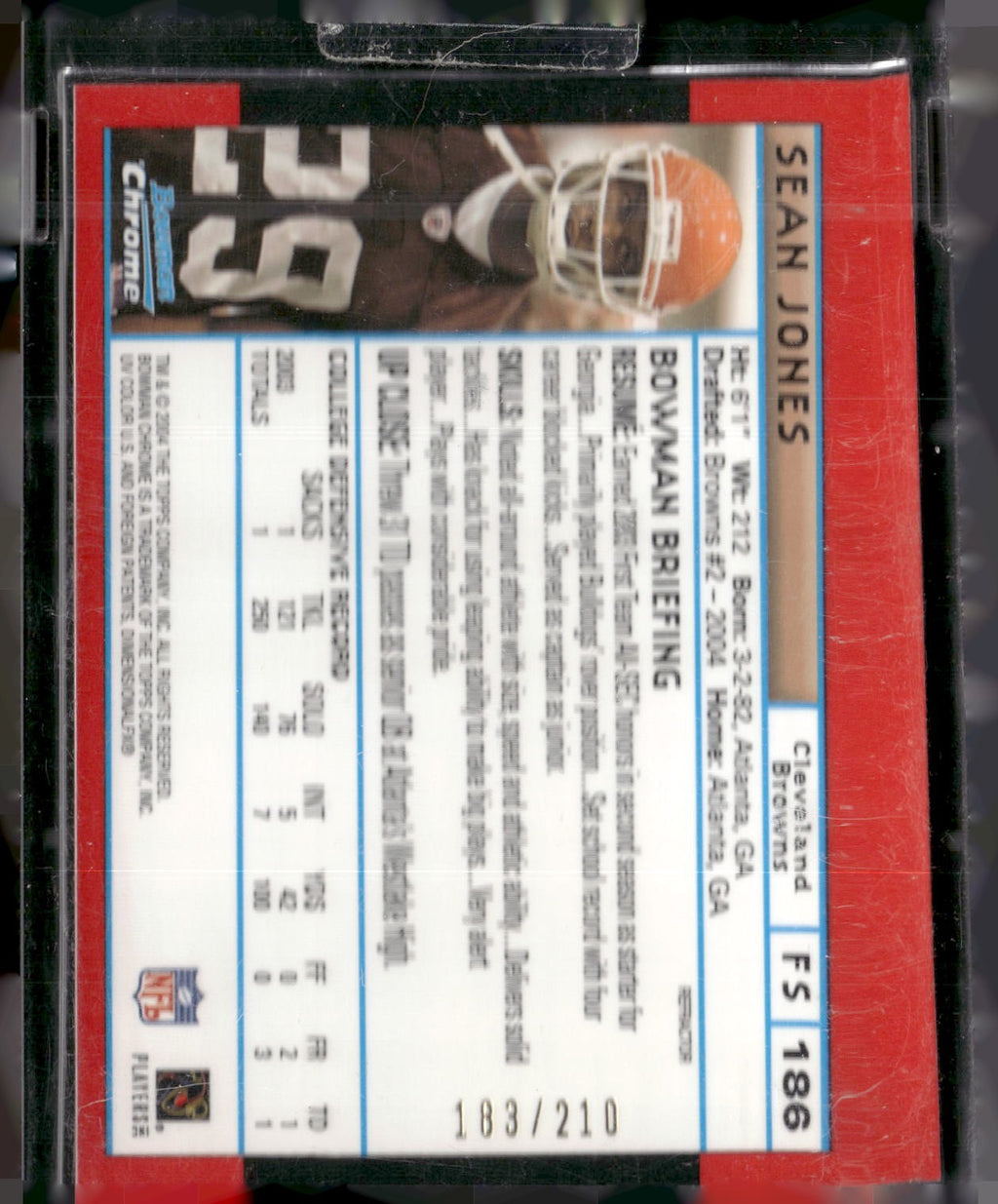 2004 Bowman Chrome #186 Sean Jones Red Refractor #/210