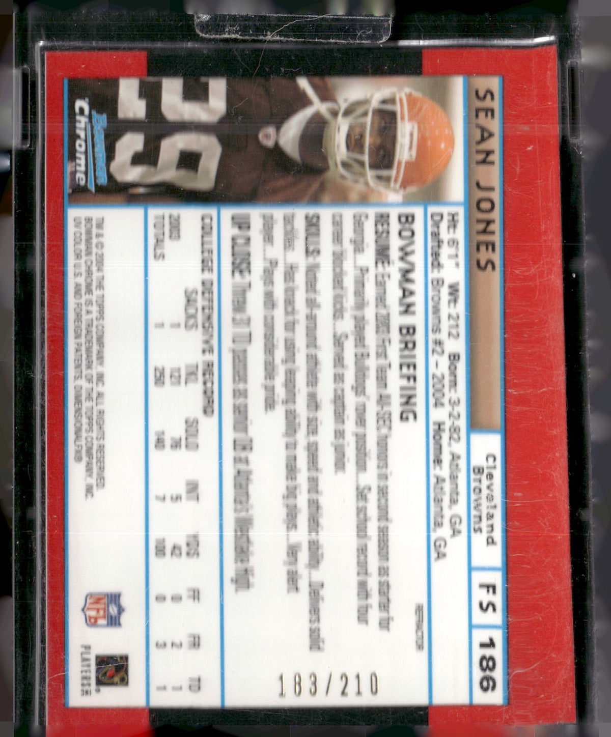 2004 Bowman Chrome #186 Sean Jones Red Refractor #/210