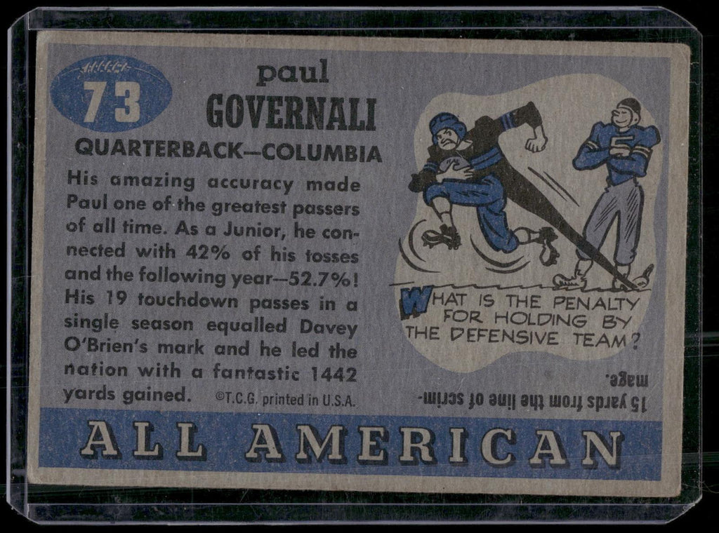 1955 Topps All-American #73 Paul Governali