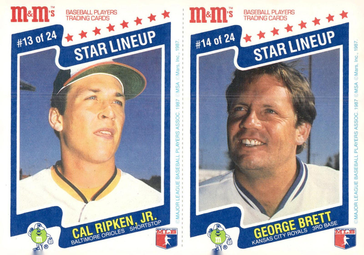 1987 M&M's Star Lineup #13-14 Cal Ripken Jr. / George Brett Panels