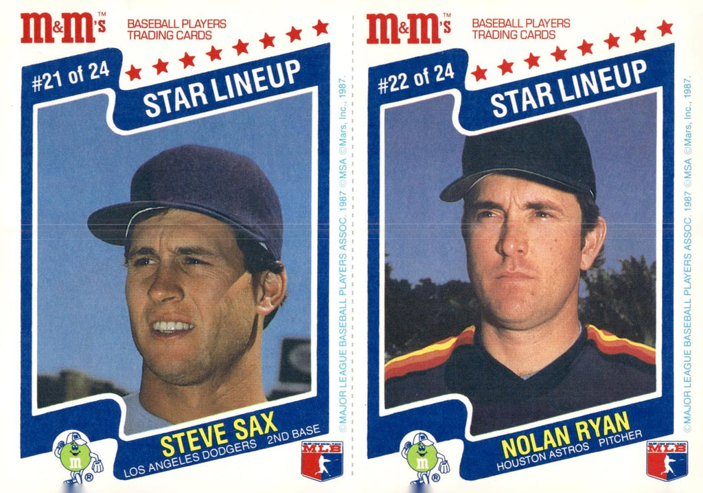 1987 M&M's Star Lineup #21-22 Steve Sax / Nolan Ryan Panels