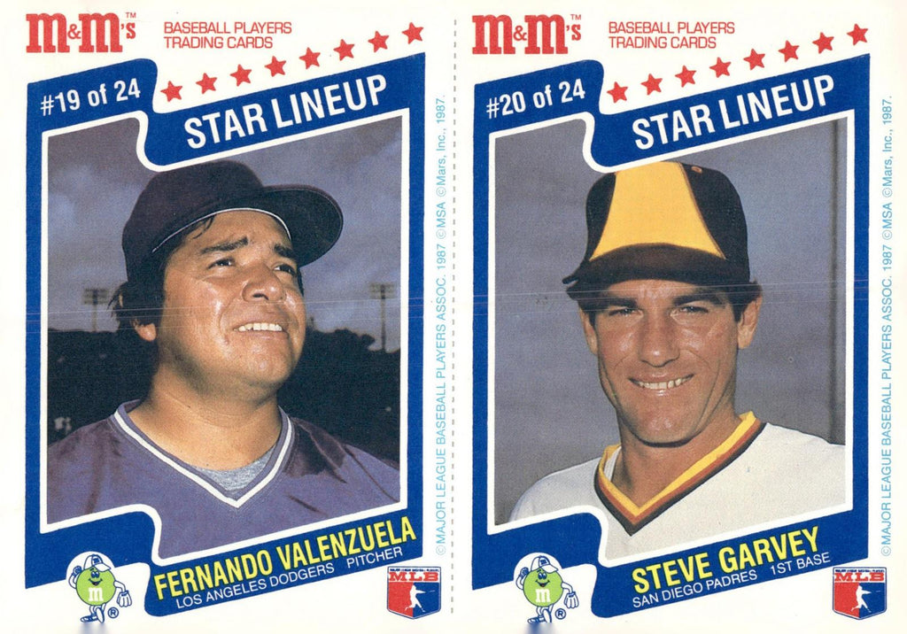 1987 M&M's Star Lineup #19-20 Fernando Valenzuela / Steve Garvey Panels