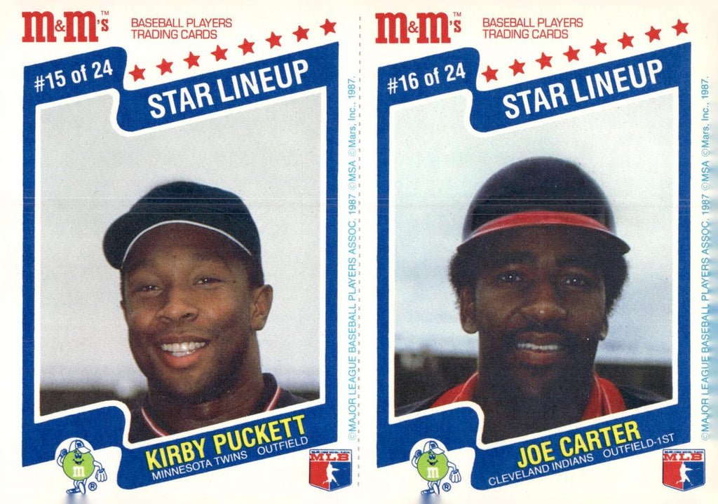 1987 M&M's Star Lineup #15-16 Kirby Puckett / Joe Carter Panels