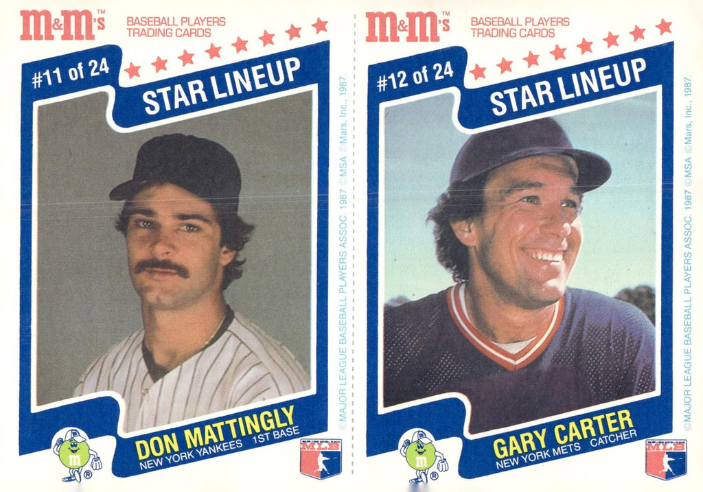 1987 M&M's Star Lineup #11-12 Don Mattingly / Gary Carter Panels