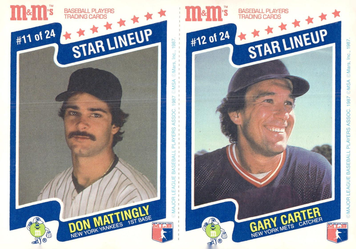 1987 M&M's Star Lineup #11-12 Don Mattingly / Gary Carter Panels
