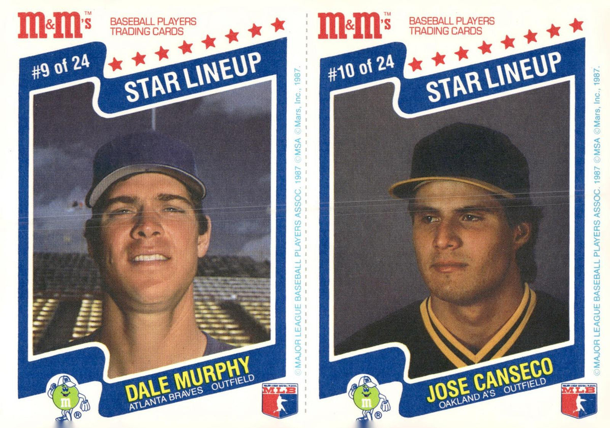 1987 M&M's Star Lineup #9-10 Dale Murphy / Jose Canseco Panels