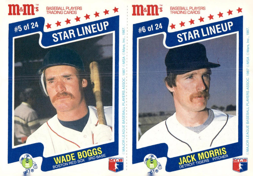 1987 M&M's Star Lineup #5-6 Wade Boggs / Jack Morris Panels
