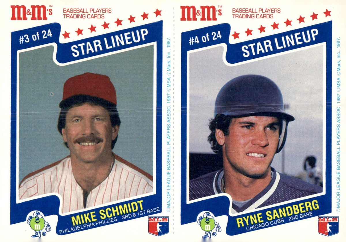 1987 M&M's Star Lineup #3-4 Mike Schmidt / Ryne Sandberg Panels