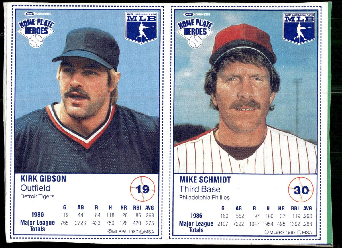 1987 Kraft Home Plate Heroes #19 / 30 Kirk Gibson / Mike Schmidt Panels