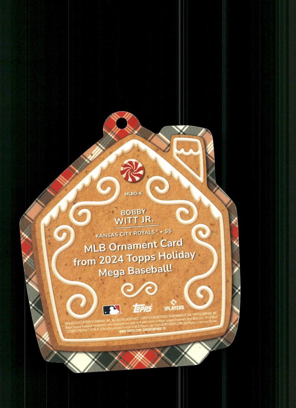 2024 Topps Holiday #MLBO-6 Bobby Witt Jr. Oversized Die Cut Ornaments Gingerbrea