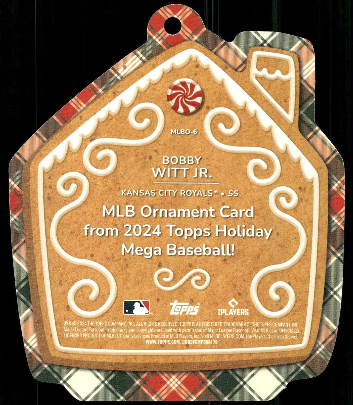 2024 Topps Holiday #MLBO-6 Bobby Witt Jr. Oversized Die Cut Ornaments Gingerbrea