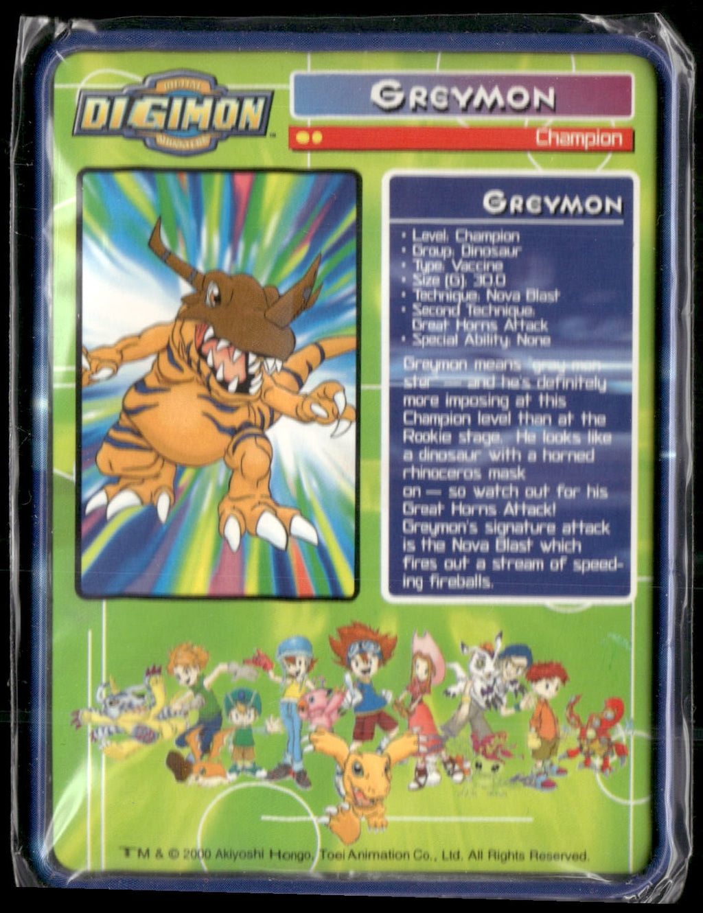 2000 Taco Bell Digimon Movie Promo Metal Trading Card # Greymon